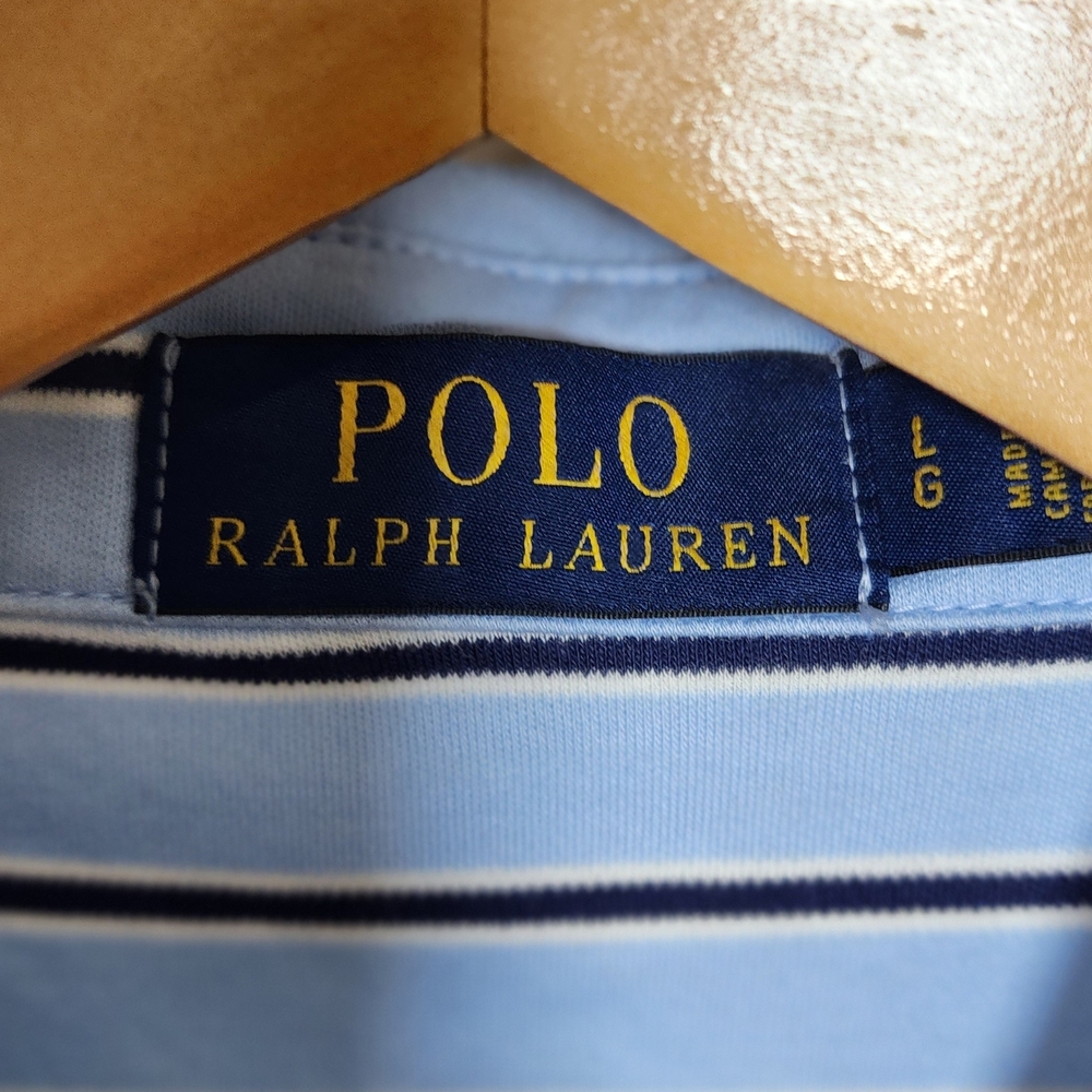 Polo Golf Ralph Lauren Shirt Mens Large Polo Short Sleeve Casual Stripes Blue - Picture 2 of 3